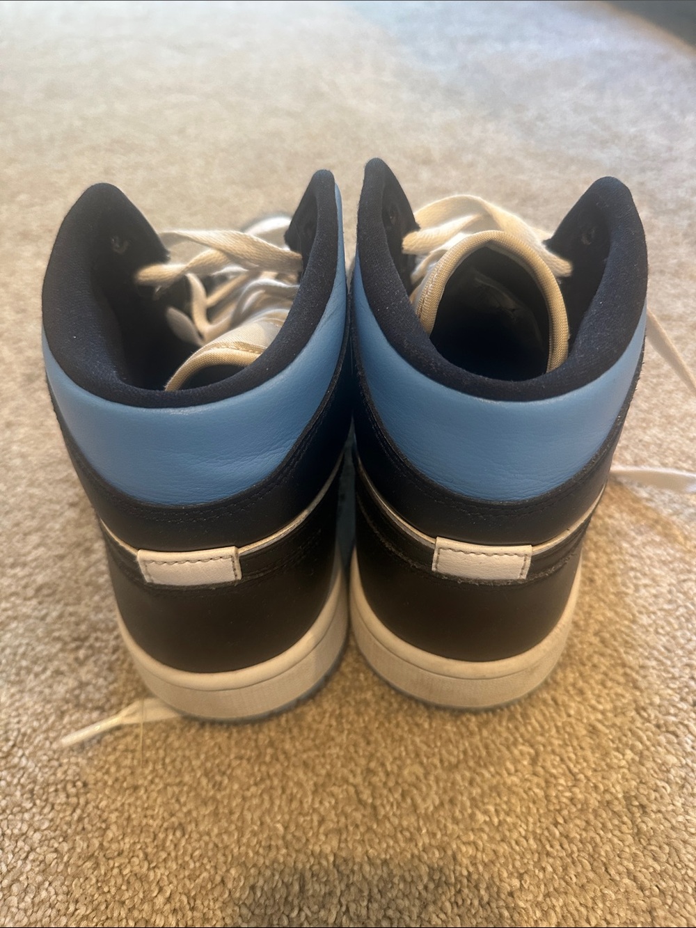 Nike Air Jordan 1 Mid White Black Light Blue Sneakers - Picture 5 of 5